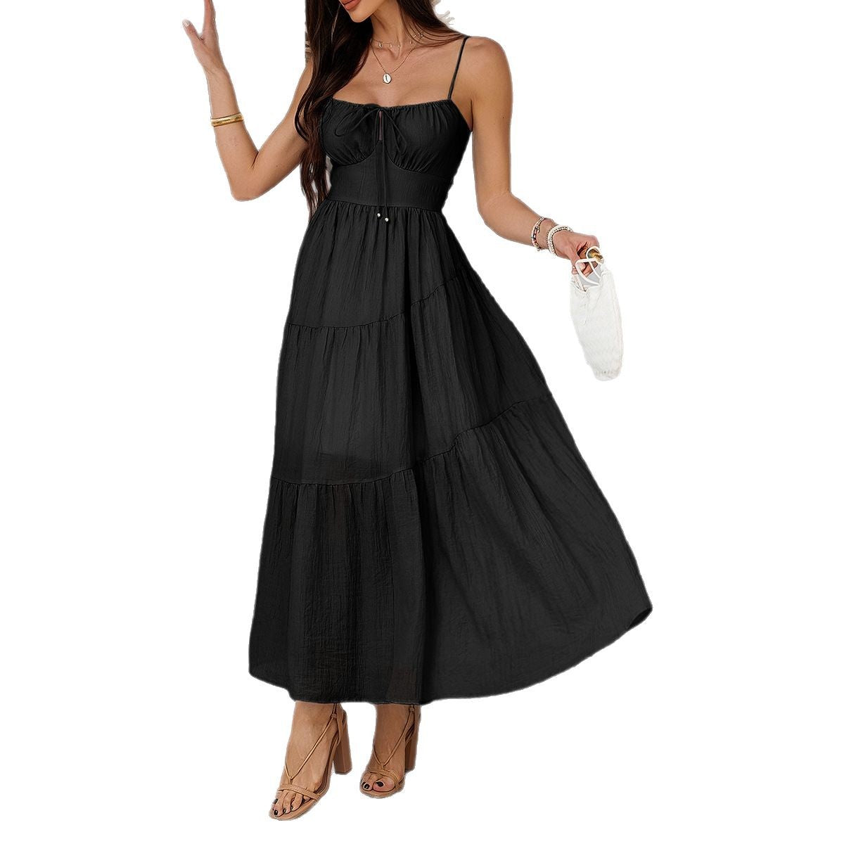 European and American beach vacation camisole short skirt color stripe knitted dress for women